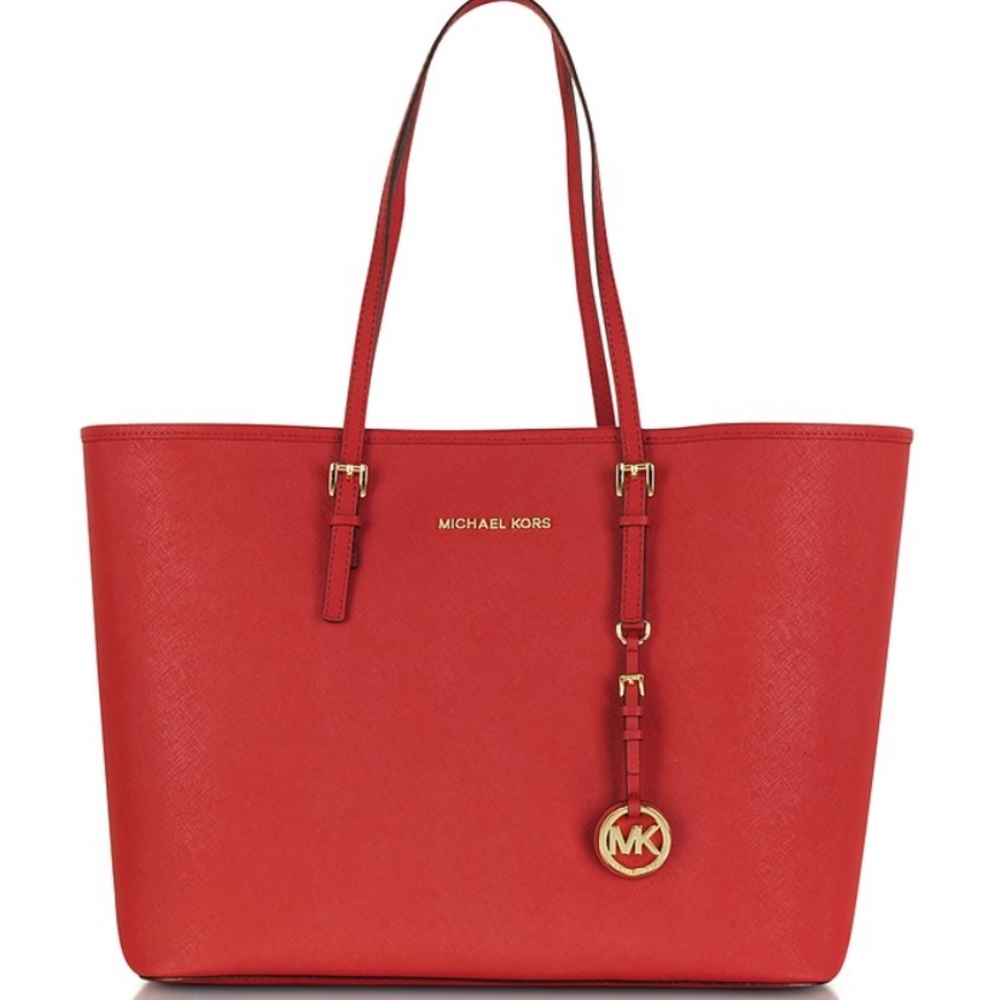 Michael Kors Jet set Travel bright red tote - Picture 1 of 4